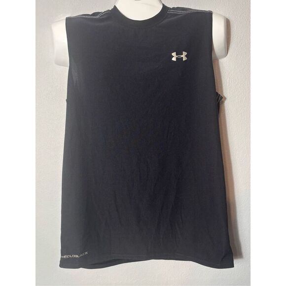 Under Armour Shirt Mens Large Black Tank Top Gym Run Heat Gear Lot of 2 - Picture 2 of 12